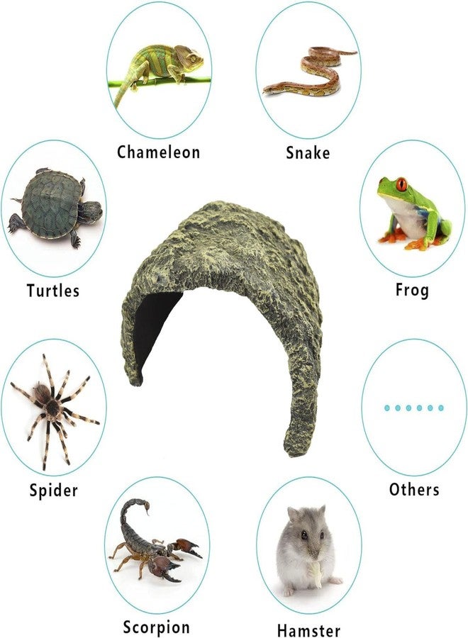 OMEM Resin Reptile Hideout: Extra Large Simulation Rock Cave for Ball Pythons, Lizards, Large Reptile Evasion -Aquarium Turtle Fish Tank Landscaping - Image 5